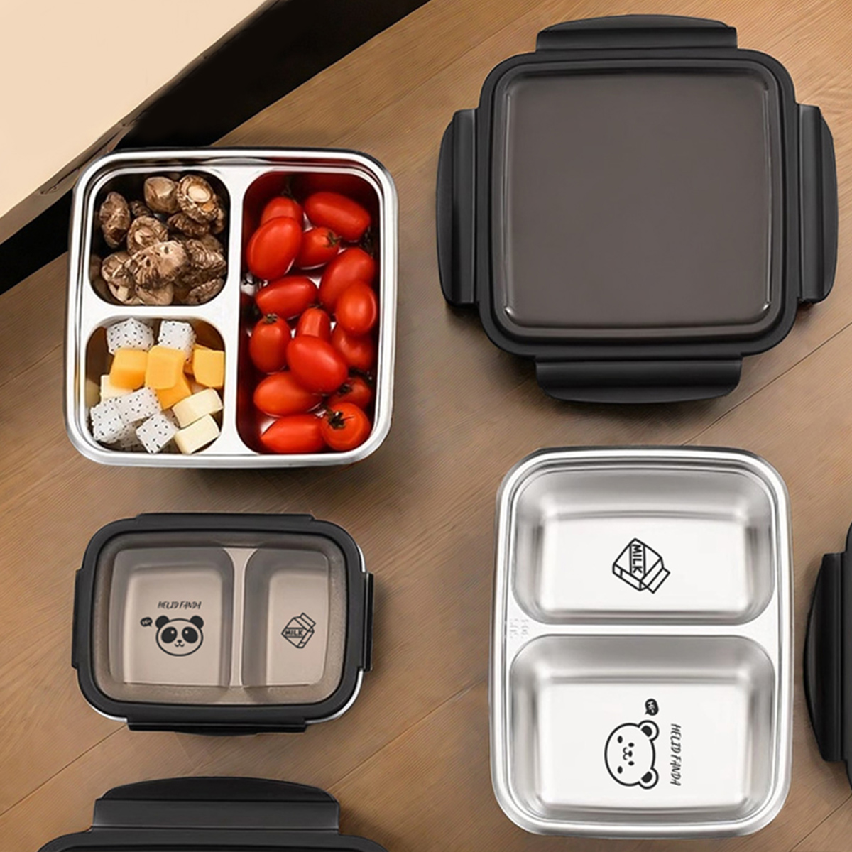 Baby Food Organizer - WORTHBUY 2/3 グリッド 304 ステンレス鋼弁当箱ポータブル漏れ防止食品容器大容量弁当箱学生大人