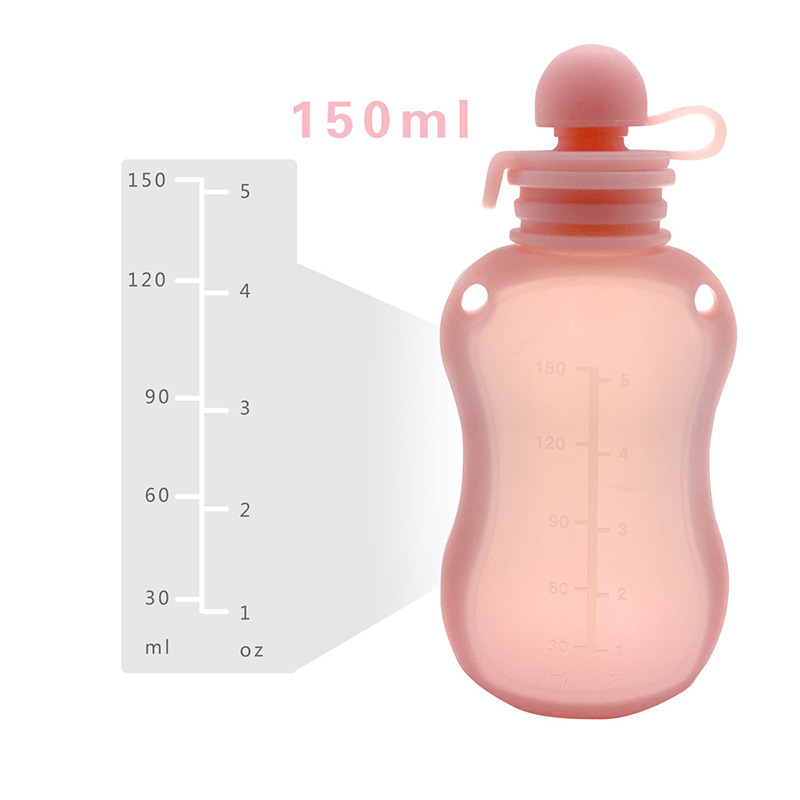 Baby Food Reusable Pouches - 便利な牛乳収納バッグ、再利用可能なシリコン、補完的なフードポーチ、詰め替え可能なベビーお粥、収納ソリューション、漏れ防止、150ml