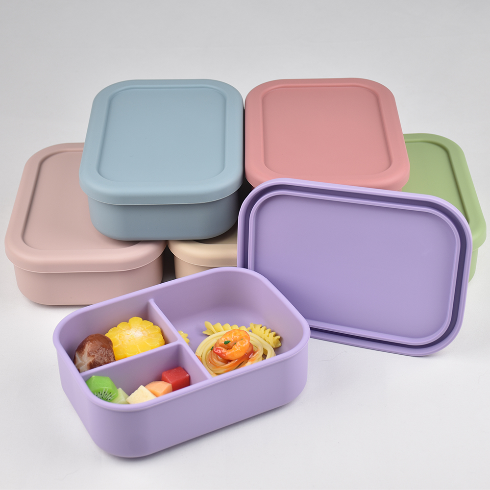Baby Food Hero - 3つのコンパートメントに分かれた食品グレードシリコン製弁当箱 - 水漏れ防止、電子レンジ対応、環境に優しい子供と大人のための食事準備容器