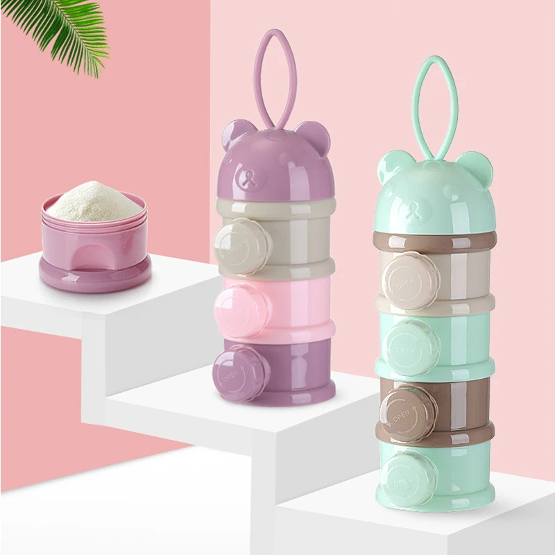 Baby Food Hero - 取り外し可能なベビーミルクパウダー収納ボックス幼児 4 グリッド必須シリアル給餌食品ボックス幼児フォーミュラディスペンサー容器