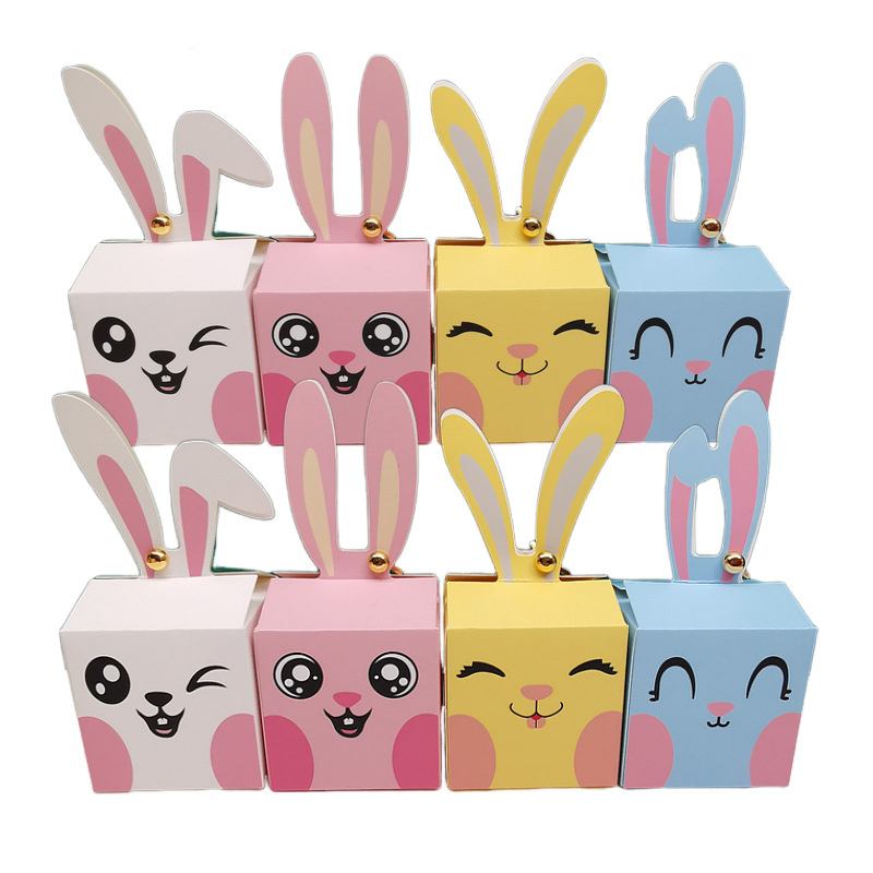 Baby Food Packaging - 12/24 個漫画ウサギのキャンディボックスハッピーイースター子供ベビーシャワーチョコレートケーキ好意ギフト包装ボックス誕生日パーティー用品