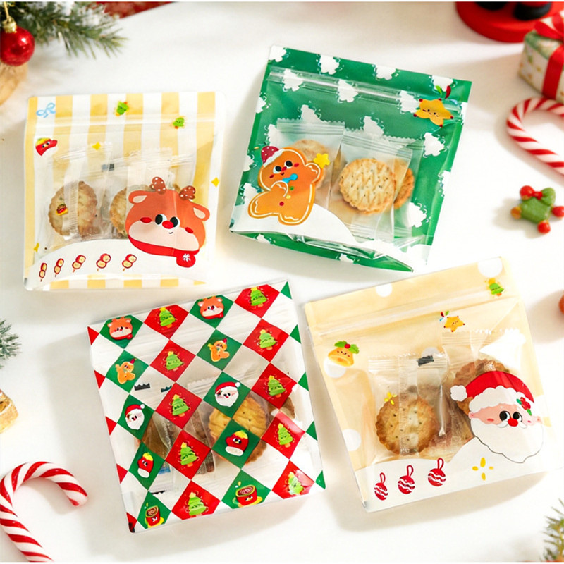 Baby Food Reusable Pouches - 食品グレードのクリスマスギフトバッグ、再利用可能なジップロック付きキャンディー・クッキー包装袋、ベビーシャワー・子供の誕生日パーティーの装飾用ポーチ