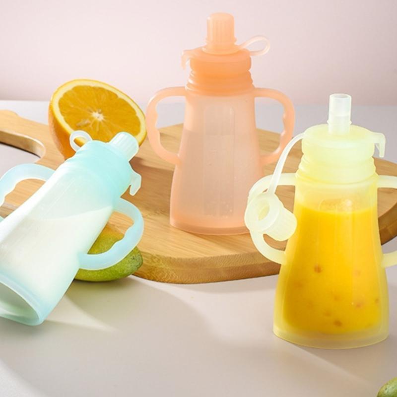 Baby Food Reusable Pouches - ポータブル漏れ防止シリコーンベビーフルーツピューレスクイズ保存袋 120 ミリリットル再利用可能な母乳保存米ペースト食品ポーチ