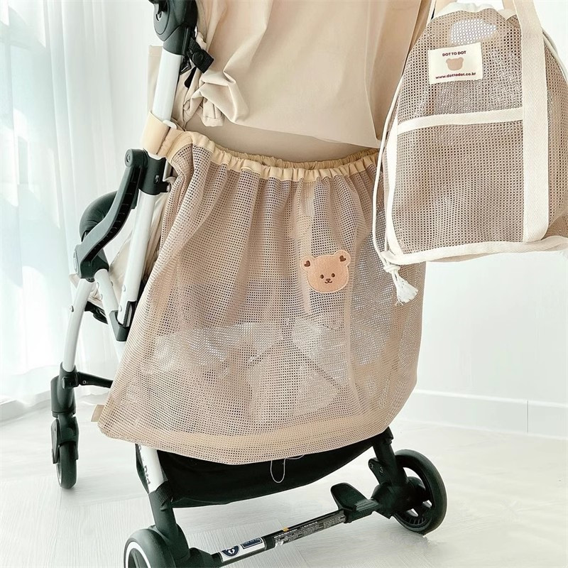 Baby Food Organizer - 再利用可能なベビーカーハンギングバッグ夏メッシュベビーカーバッグおむつオーガナイザーベビーアイテムおむつポーチ大容量カートアクセサリー