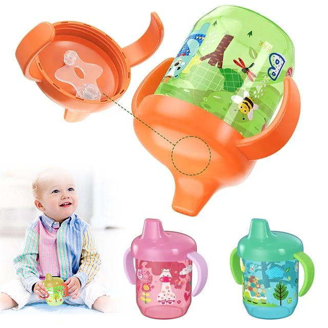Baby Food Jars With Lids - かわいいアヒル口型カップ 赤ちゃん用学習用飲みカップ ダブルハンドル付きフリップ蓋 BPAフリー 漏れ防止 乳幼児用ウォーターカップ