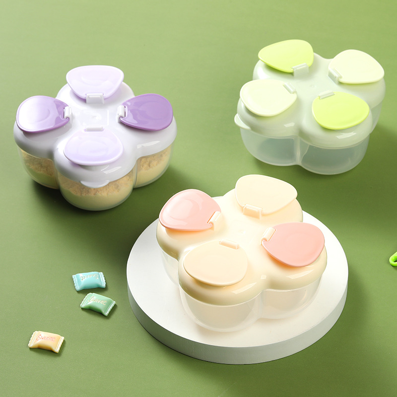 ポータブルクローバー4コンパートメント粉ミルクキャニスター、 - Baby Food Jars With Lids のレビューと価格
