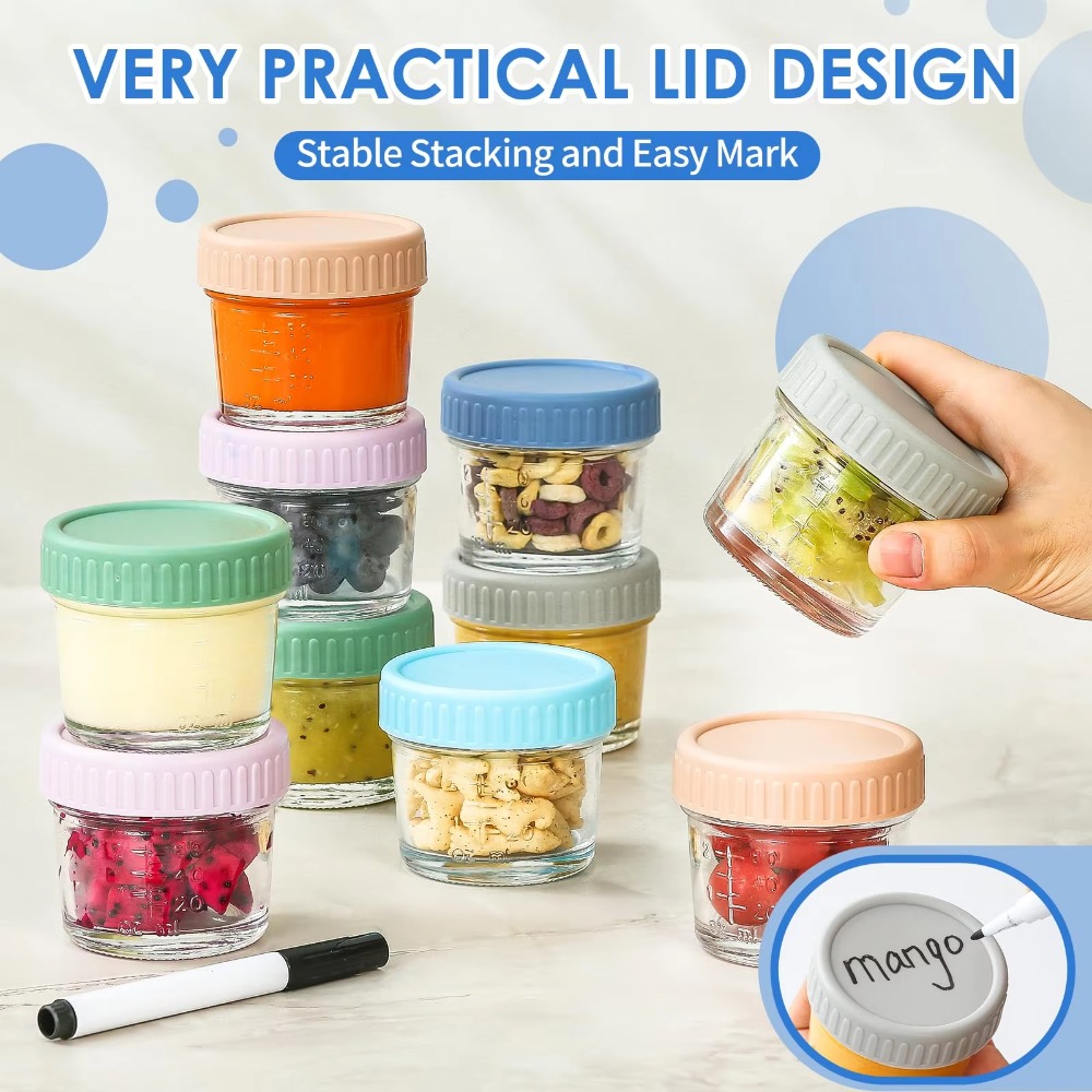6個入りメイソンジャー ガラス製ベビーフードジャー 再利用可 - Baby Food Jars With Lids のレビューと価格