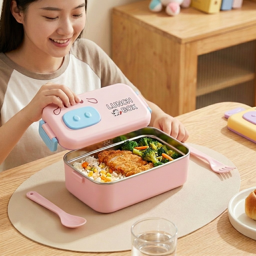 304ステンレス製弁当箱、漏れ防止仕切り付き子供用ランチボッ - Baby Food Organizer のレビューと価格
