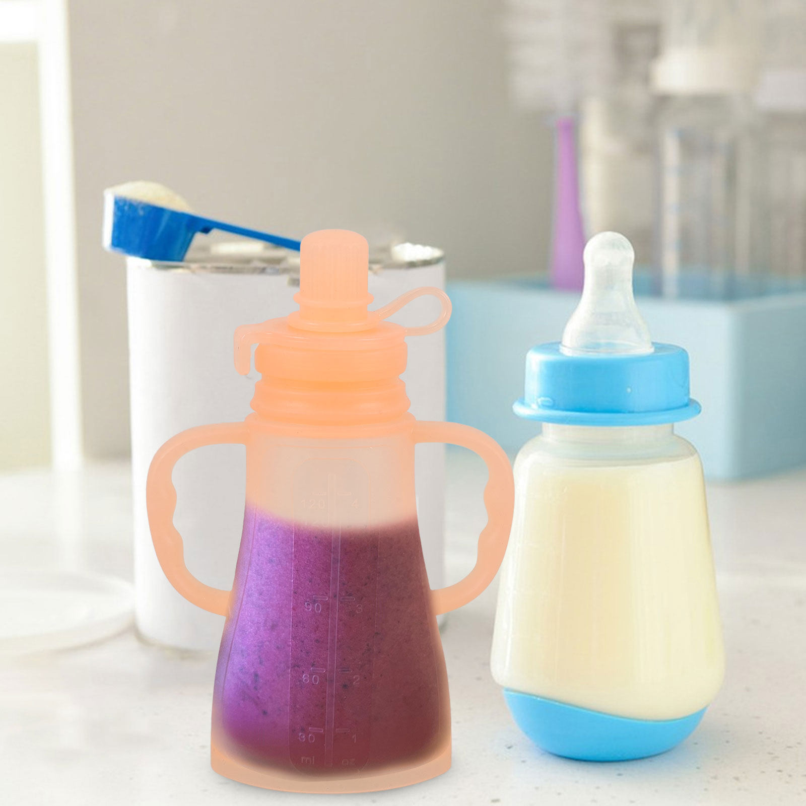 シリコン製ベビーフード容器 再利用可能 詰め替え可能 こぼれ - Baby Food Reusable Pouches のレビューと価格