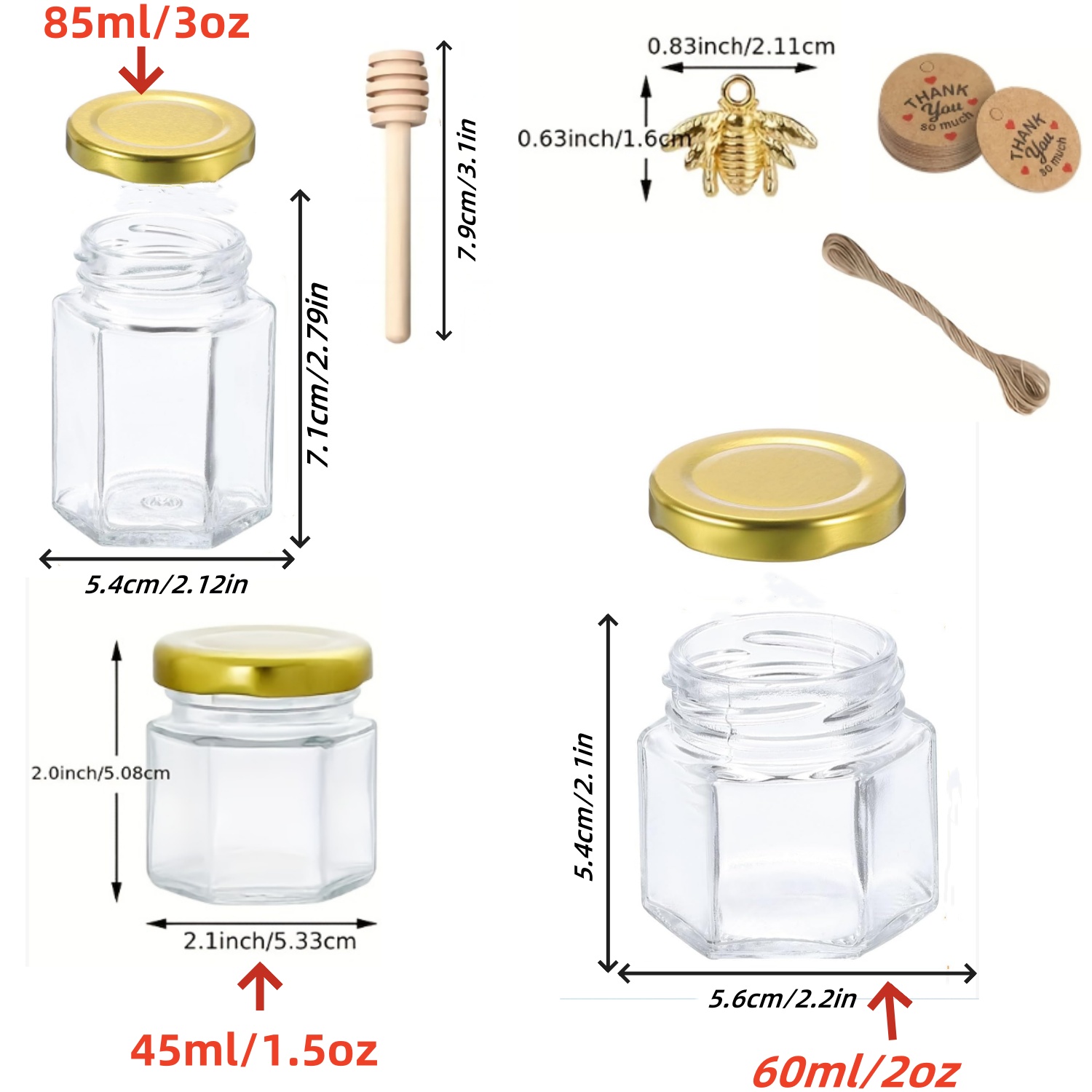 12/20/30/50/60個入りミニハニージャー（ディッパ - Baby Food Jars With Lids のレビューと価格