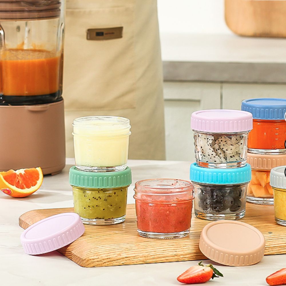 6個入りメイソンジャー ガラス製ベビーフードジャー 再利用可 - Baby Food Jars With Lids のレビューと価格