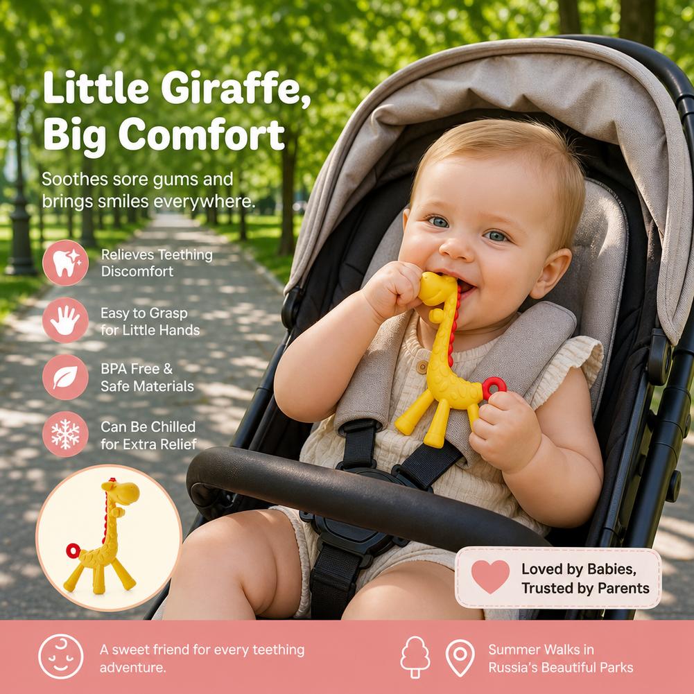 キリン型ベビーフードグレードシリコン製、握りやすい幼児用噛み - Baby Food Natural のレビューと価格