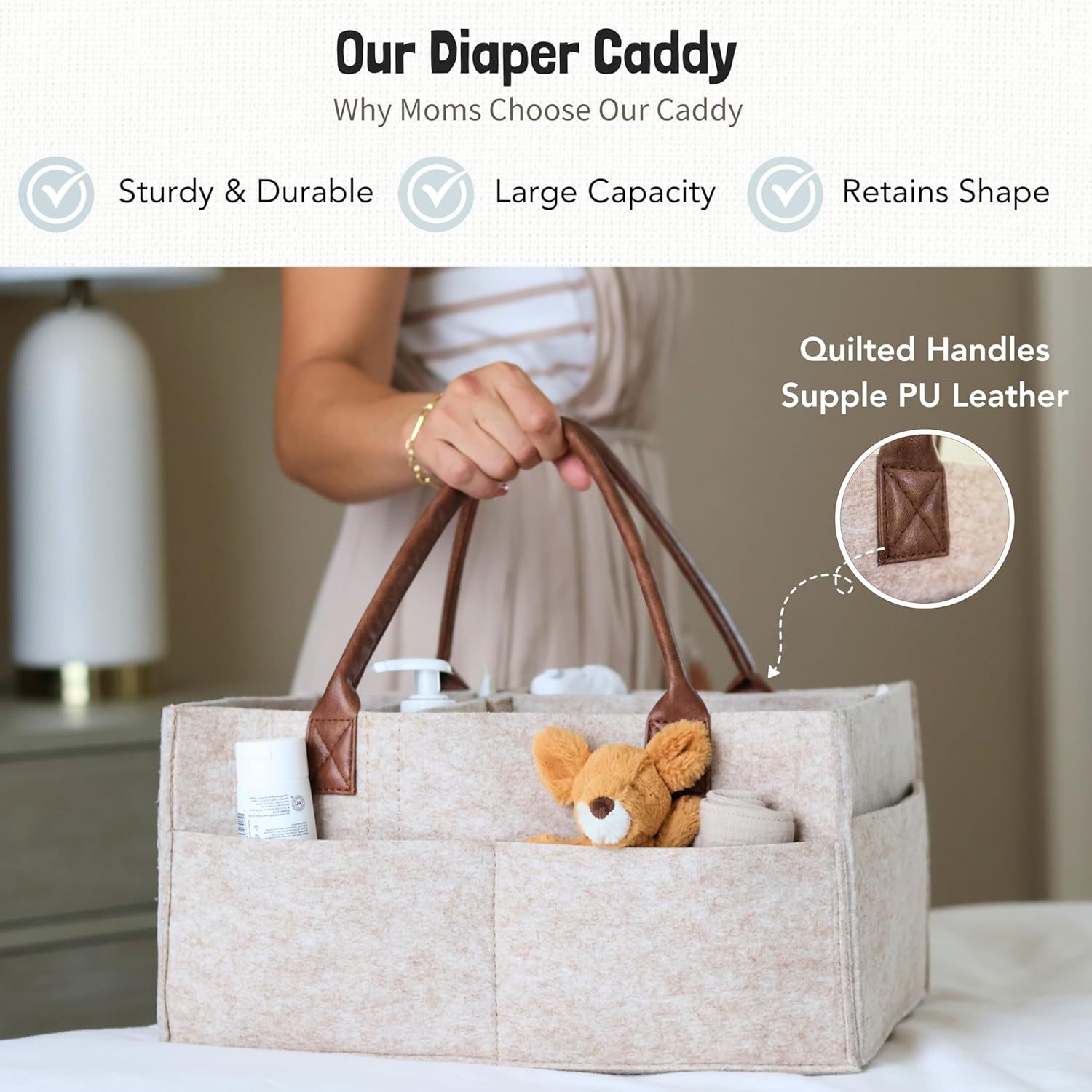 ベビーフェルト収納バスケット、幼児用おむつバッグ、ハンドル付 - Baby Food Organizer のレビューと価格