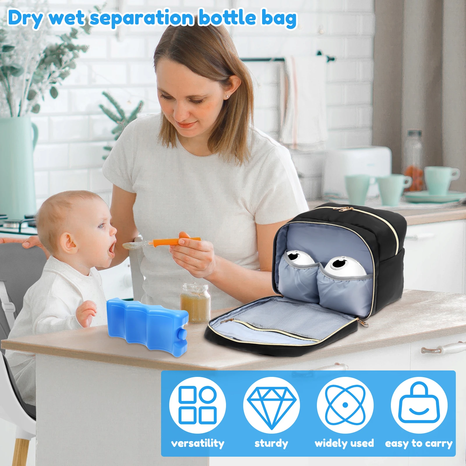 搾乳器収納バッグ、保冷剤と防水マット付き、ポータブル母乳クー - Baby Food Packaging のレビューと価格
