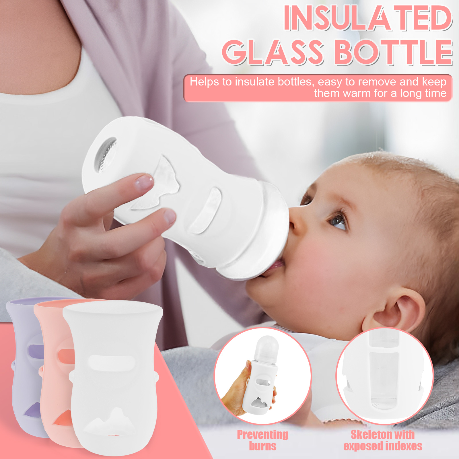 シリコンスリーブ シリコン哺乳瓶カバー 断熱ガラスボトル A - Baby Food Packaging のレビューと価格