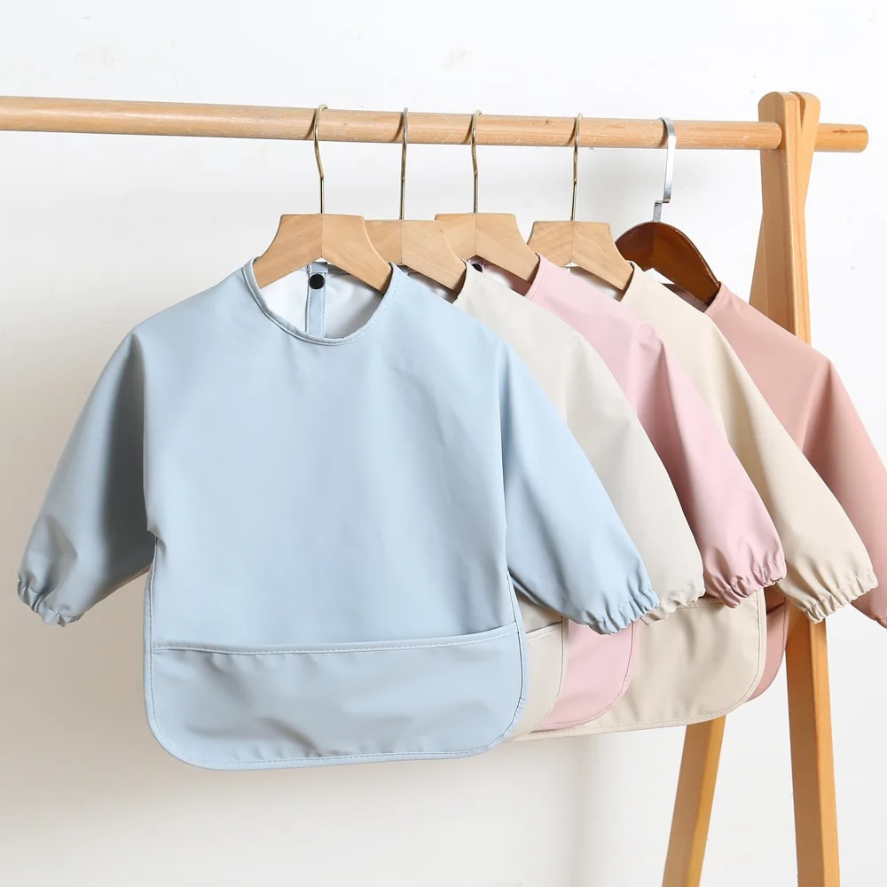ソリッドカラーのベビー授乳よだれかけ長袖幼児男の子女の子よだ - Baby Food Apron のレビューと価格