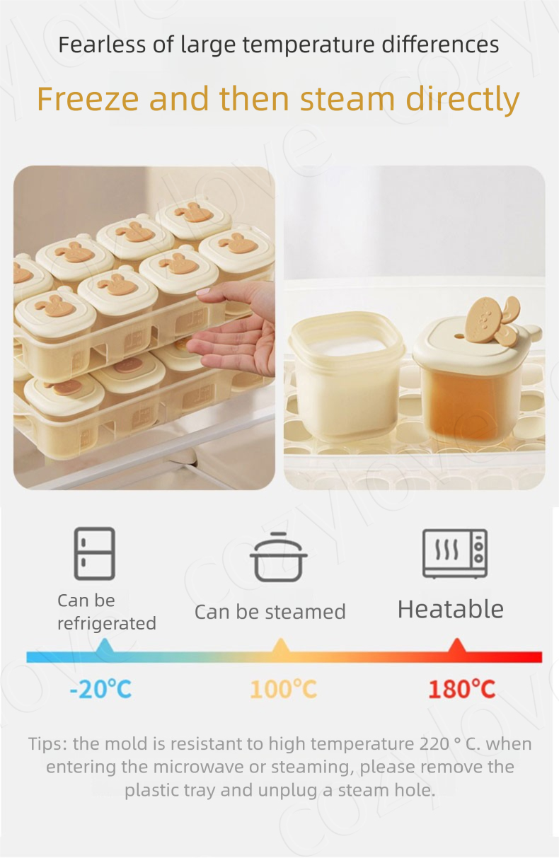持ち運び可能なベビーフード冷凍トレイ（4/8個積み重ね可能な - Baby Food Hero のレビューと価格