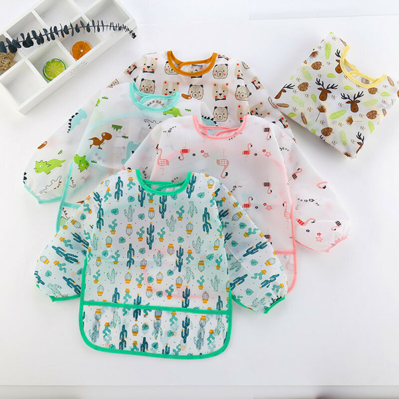ベビーよだれかけ新しいかわいい子供ベビー用品幼児防水長袖アー - Baby Food Apron のレビューと価格