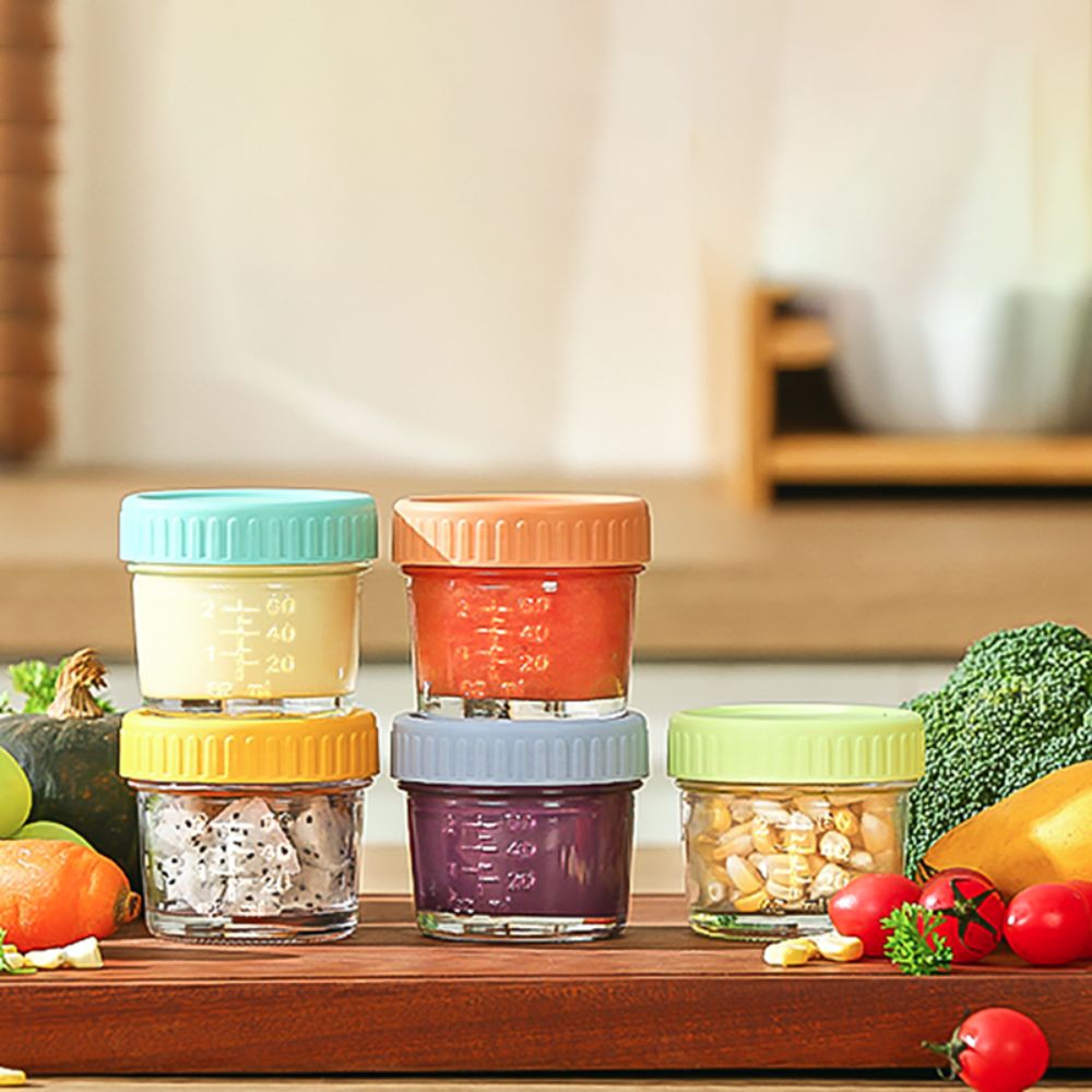 6個入りガラス製ベビーフードジャー、再利用可能、蓋付き、計量 - Baby Food Jars With Lids のレビューと価格