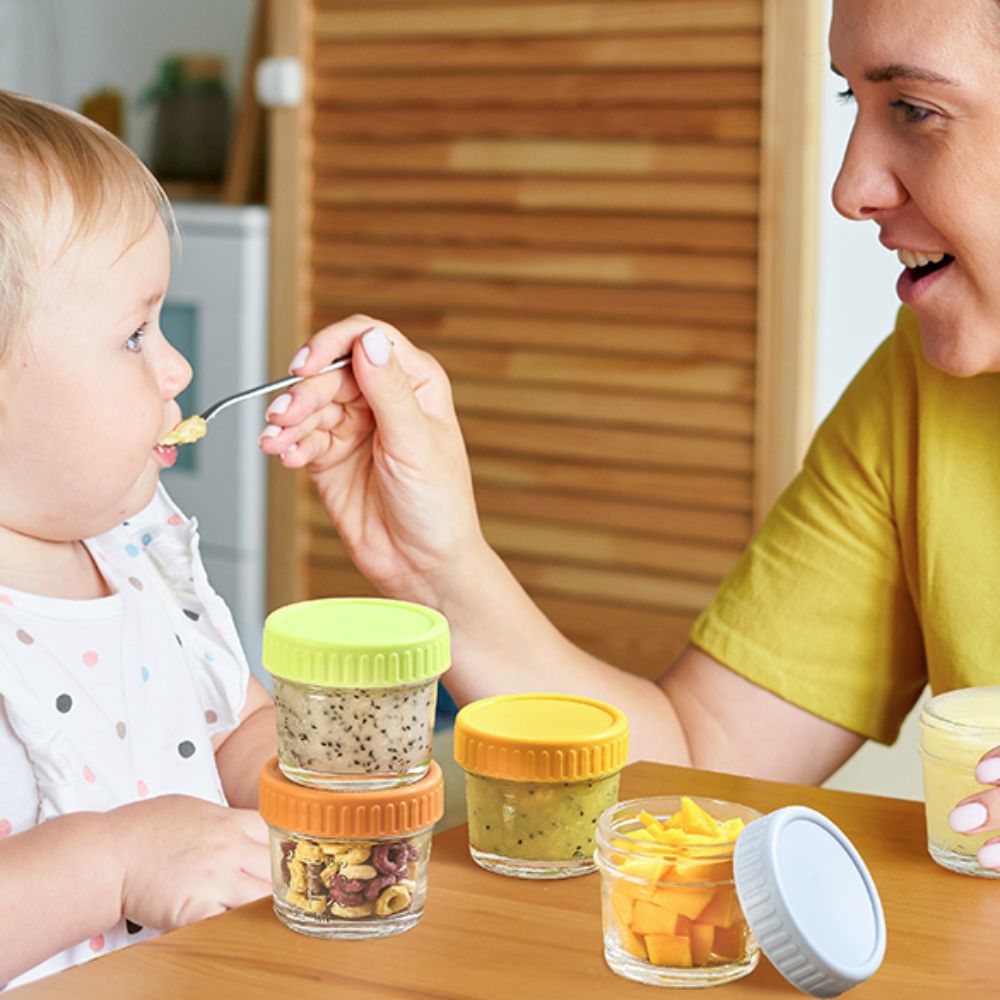 6個入りガラス製ベビーフードジャー、再利用可能、蓋付き、計量 - Baby Food Jars With Lids のレビューと価格