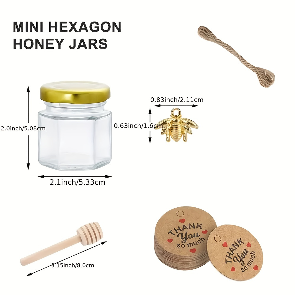 1.5オンス、六角形ミニガラス製ハニーポット - 12/24 - Baby Food Jars With Lids のレビューと価格